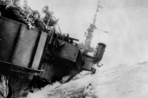 USS Langley in typhoon in June 1942